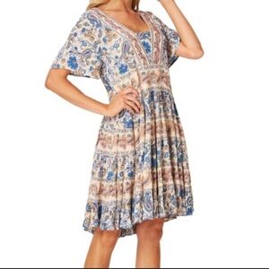 Bila Blue and Cream Floral Dress